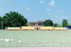 Stadium. Ländliche Besiedlung Fedoskino.